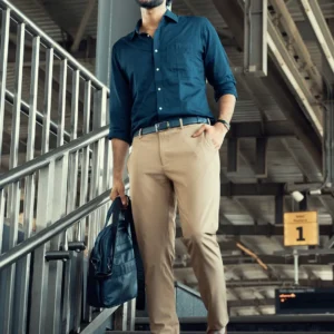 Khaki Slim Fit Stretch Formal Pants